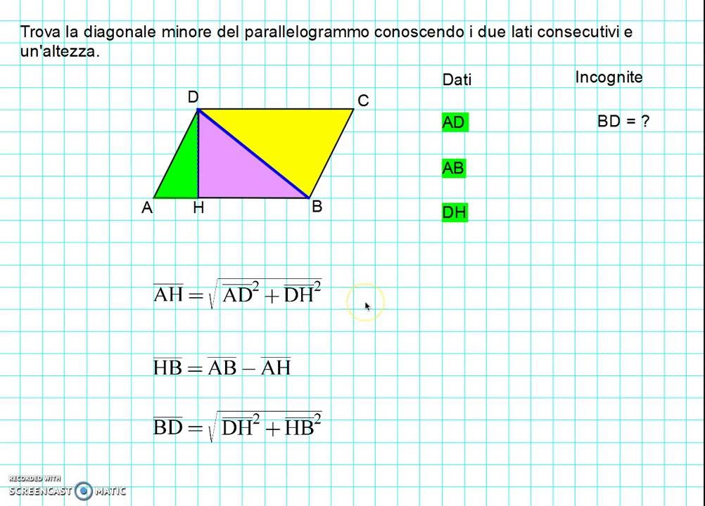 Dove si trova la diagonale di un parallelogramma